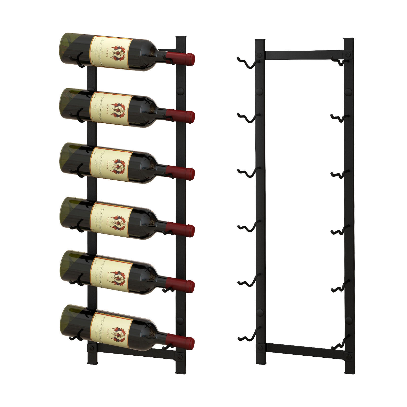 WEINREGAL Schwarz - Schwarz, Metall (22/73/14cm) - COSTWAY