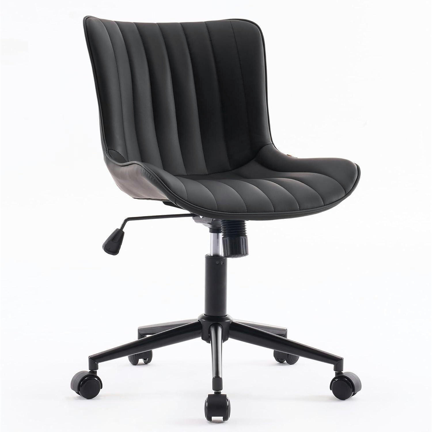 BÜROSTUHL ergonomisch mit PU-Leder, schwarz - Schwarz, Kunststoff (53/93/46cm)