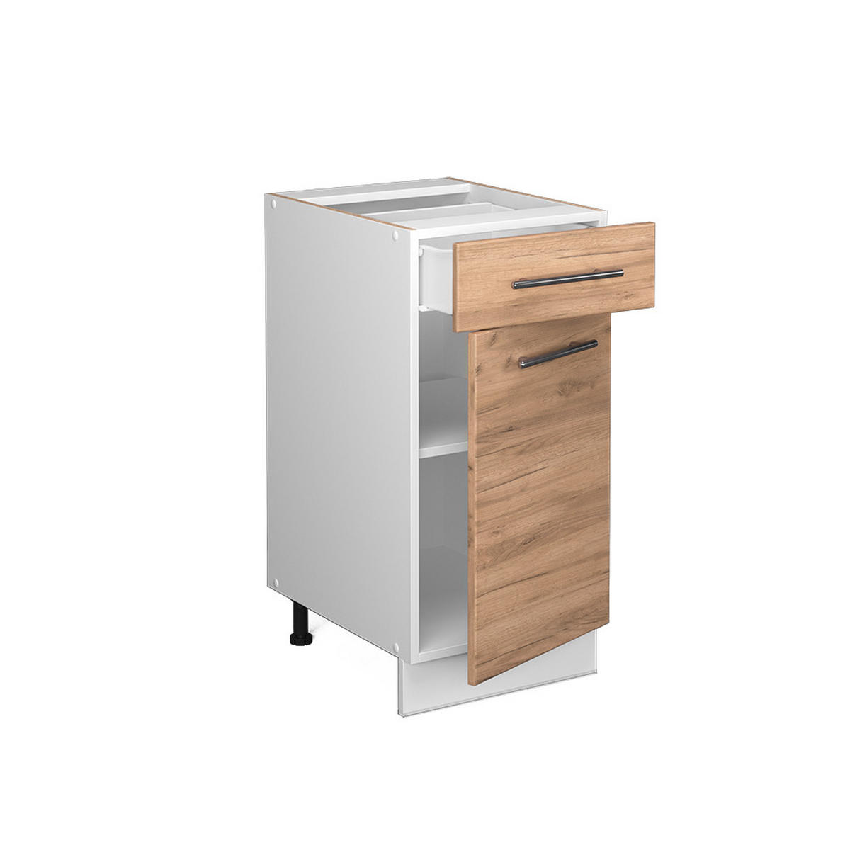 KÜCHENUNTERSCHRANK Fame-Line Goldkraft Eiche 40 cm, AP Marmor - Eiche Wotan/Weiß, Holzwerkstoff (40/82/60cm) - Vicco