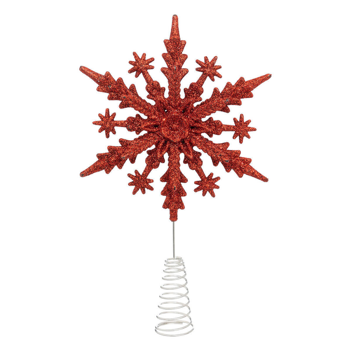 WEIHNACHTSBAUMSPITZE Glitzernde Schneeflocke 22 cm - Rot, Kunststoff (23cm) - Atmosphera Createur d´interieur
