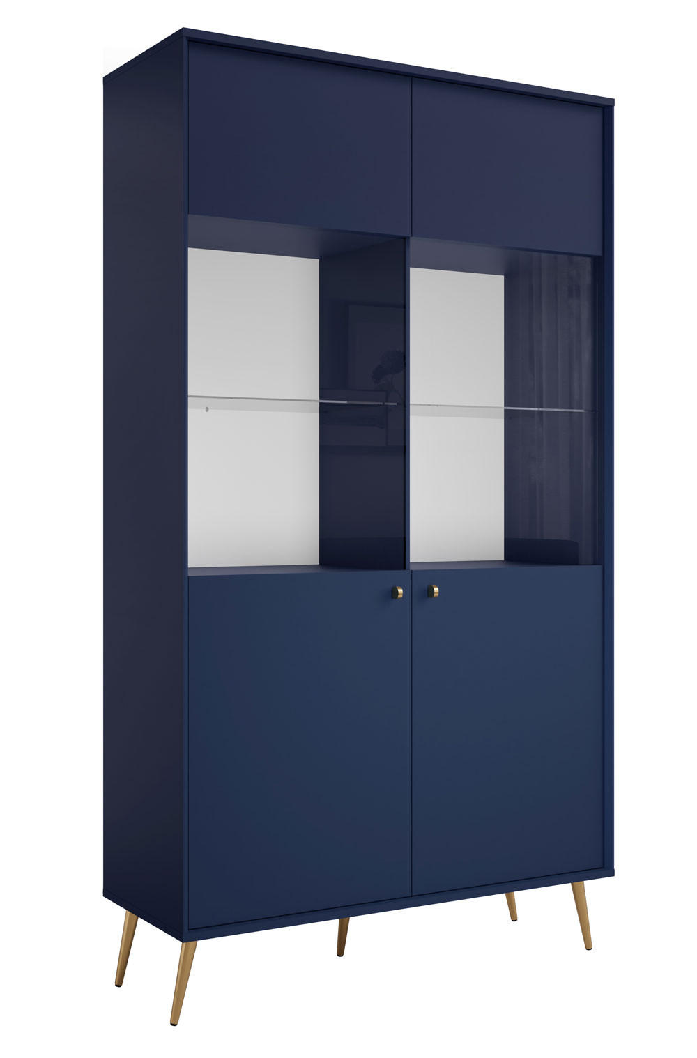 Feldmann-Wohnen Vitrine Blau, Gold 106x191x41 cm