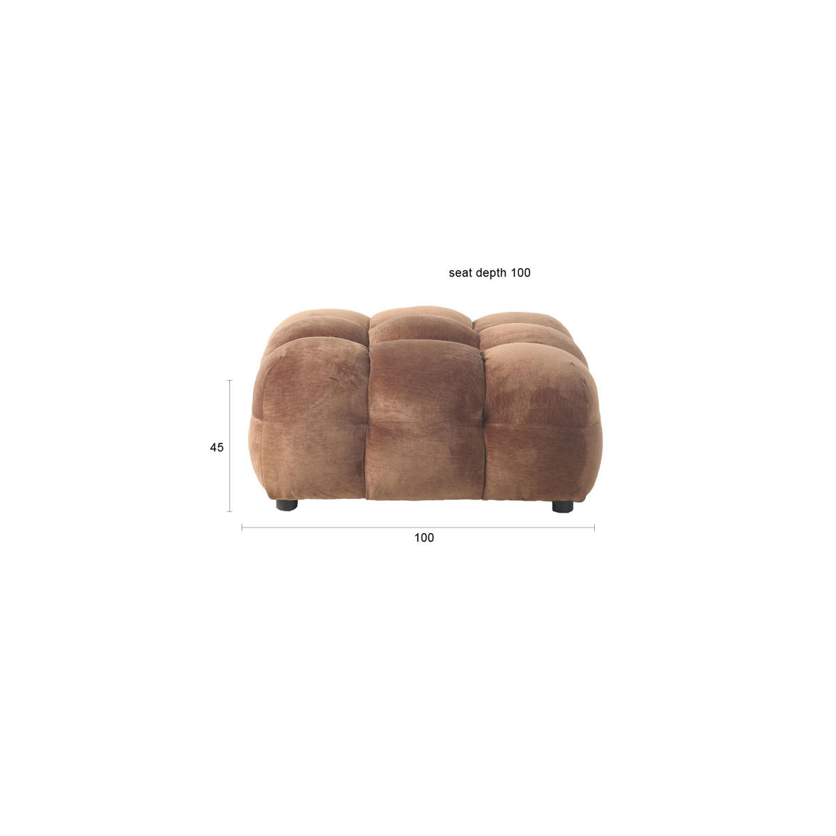 SITZHOCKER Hackman Samt Cognac/ Braun - Braun, Kunststoff (100/45/100cm) - Dutchbone