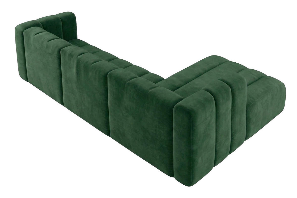 ECKSOFA Modulares In L-Form, Velvet-Stoff Riviera, Grün, Rechts, GRAND 318 cm - Grün, Holz (318/179cm) - Kaiser Möbel