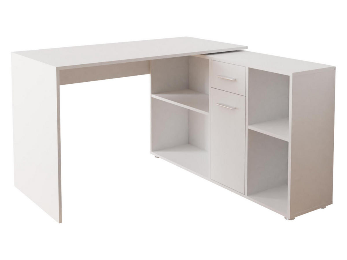 ECKSCHREIBTISCH Armando - Silberfarben/Weiß, Holzwerkstoff/Kunststoff (122/120/75cm) - MIRJAN24