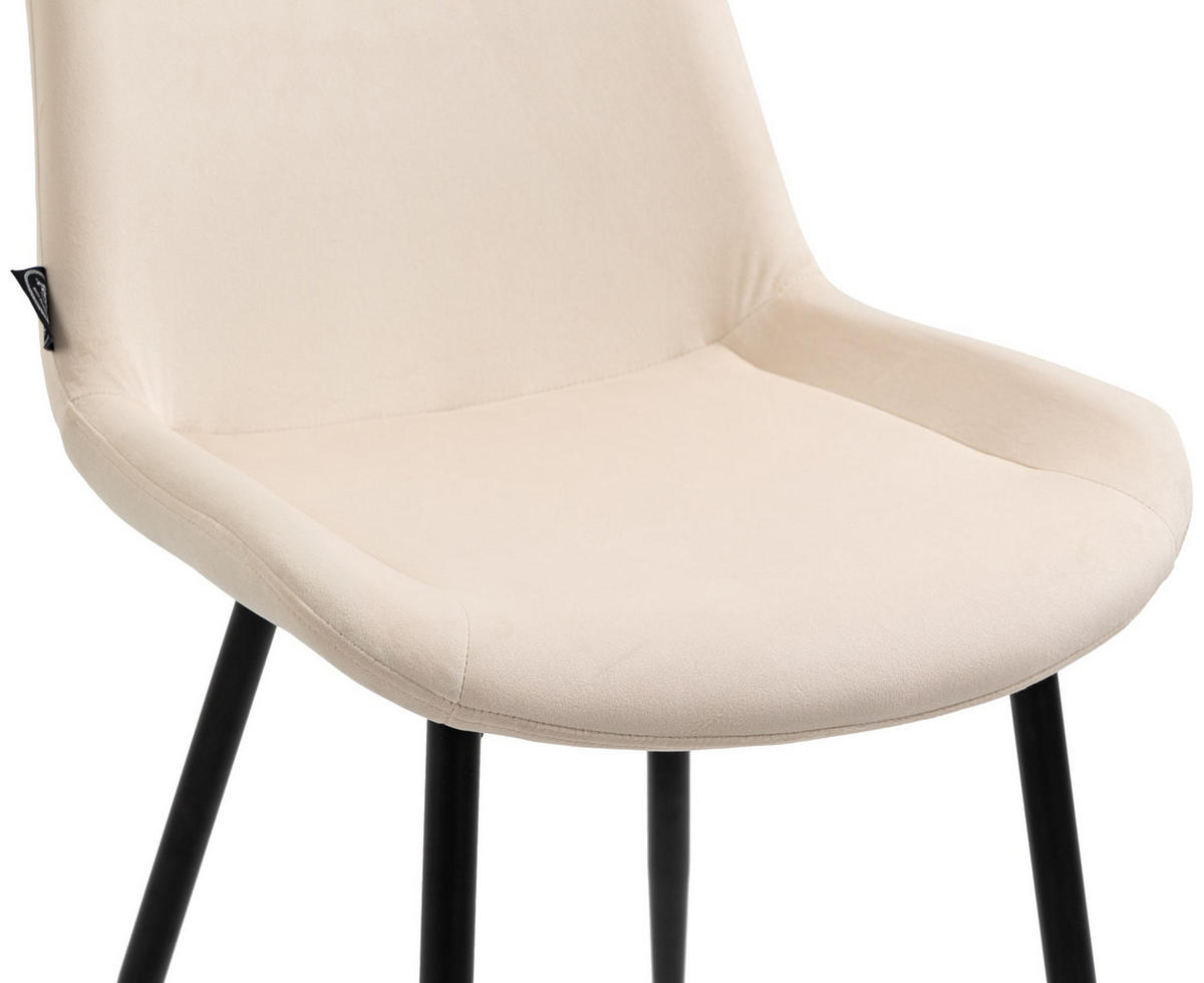 STUHL 4er Set Samt creme - Creme/Schwarz, Textil/Metall (51/80/60cm) - CLP