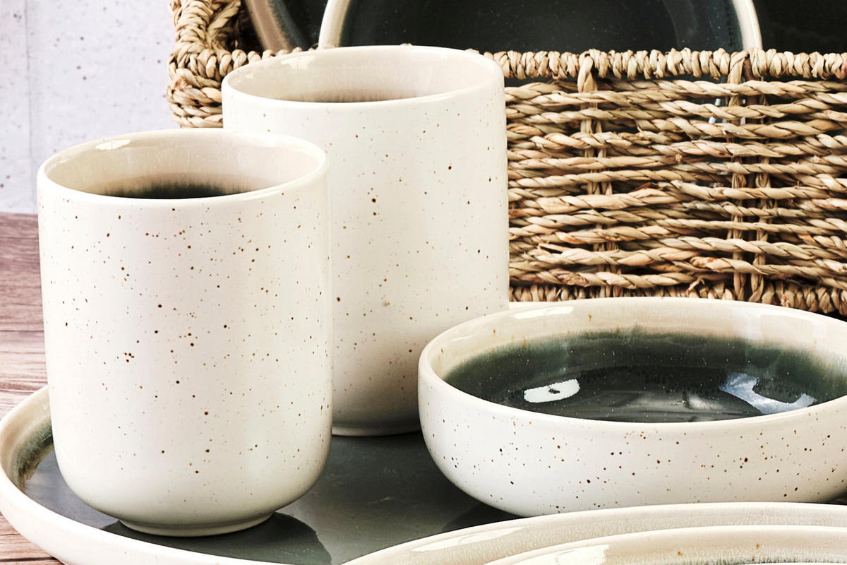 BECHER Oxygen 300ml - 6er-Set - Graugrün - Grün, Keramik (0.3L) - Björn