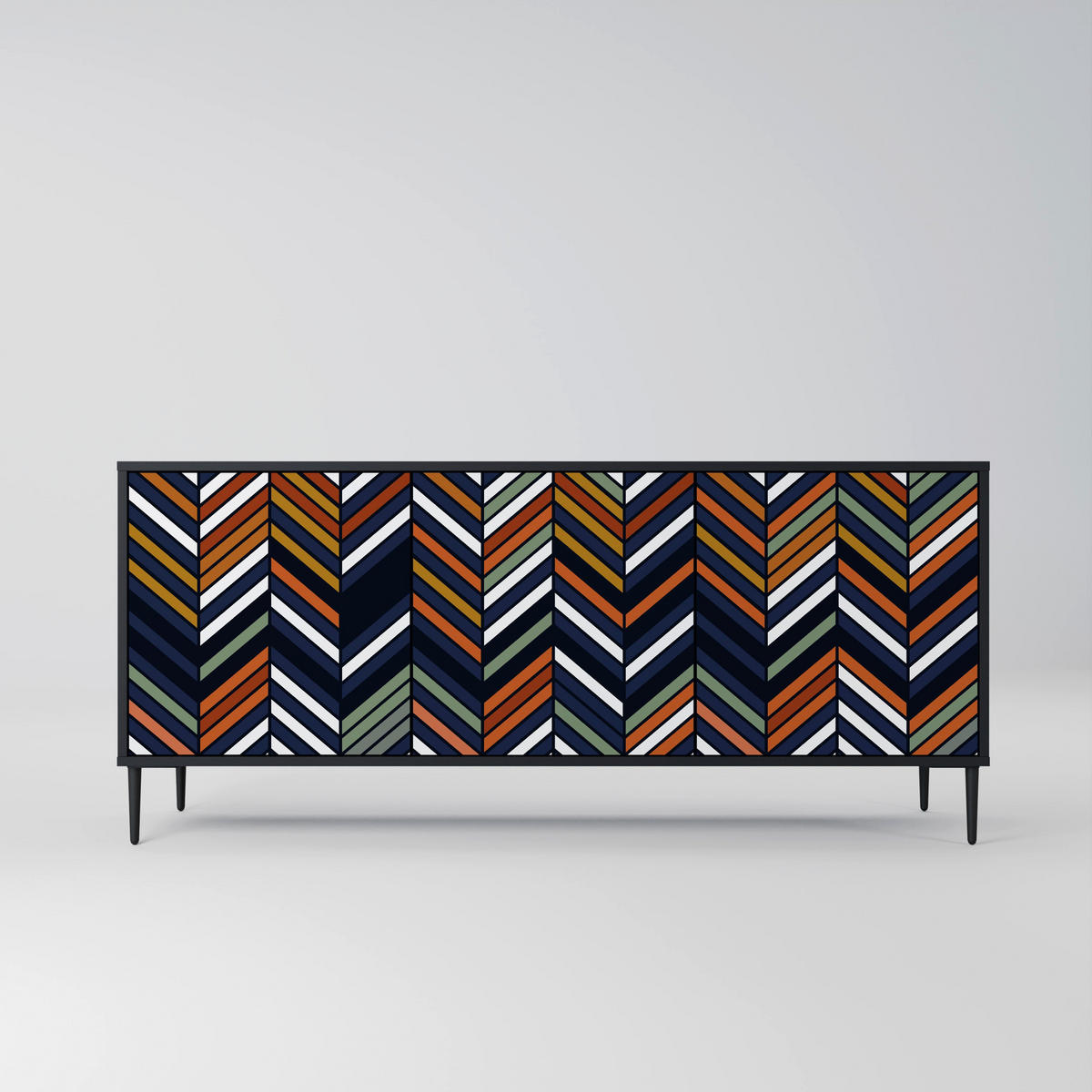 SIDEBOARD VIBRANT PATCHWORK, Eicheneffekt, 164,5x42x77,5 cm, 3 Türen - Eichefarben/Buchefarben, Holzwerkstoff/Buchenholz (164.5/77.5/42cm) - SpaceRebels