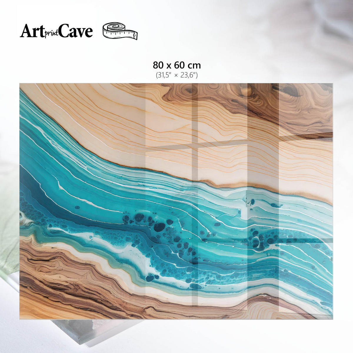GLASPLATTE 80x60 cm – Geodenkunst - Beige, Glas (0.4/80/60cm) - ArtPrintCave