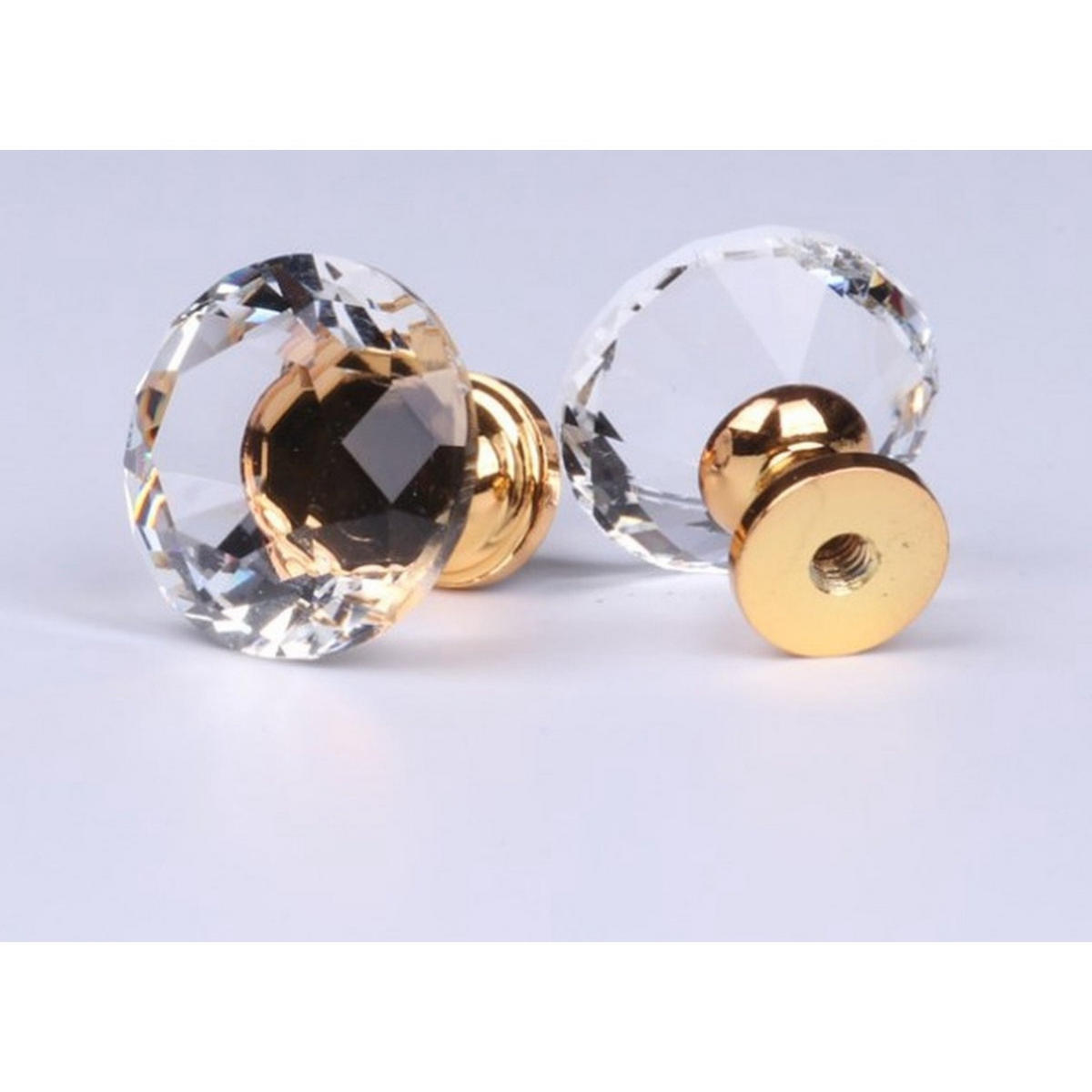 GLASKNAUF 10er-Set Gold Diamant Zinklegierung 30 mm mit Schrauben Schrank Küche - Goldfarben, Glas (3/3/3cm) - MCBOSON