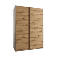 SCHWEBETÜRENSCHRANK 245,5/180/64 2-türig - Silberfarben/Eiche Artisan, Holz/Metall (180/245/64cm) - Abiks Möbel