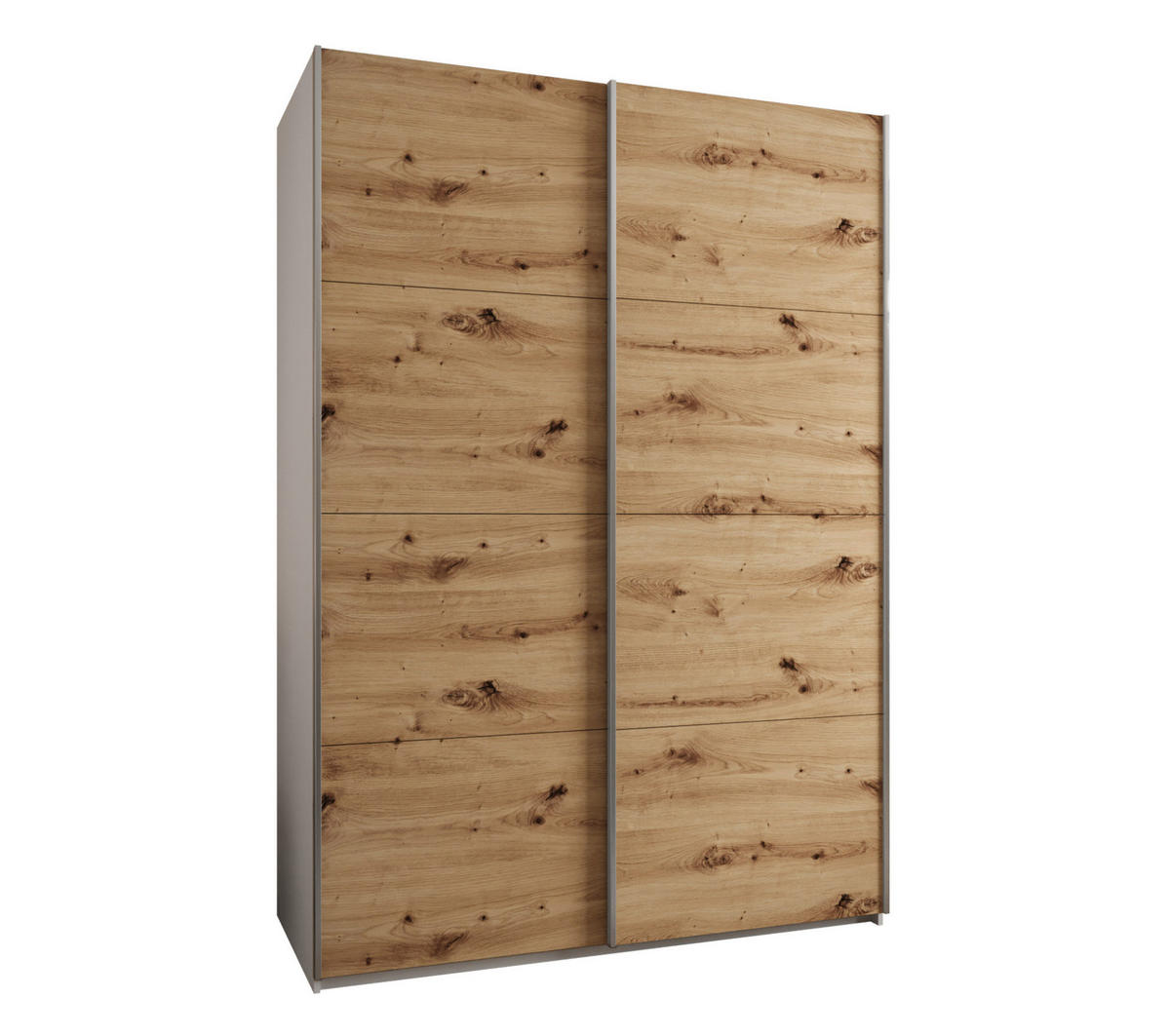 SCHWEBETÜRENSCHRANK 245,5/180/64 2-türig - Silberfarben/Eiche Artisan, Holz/Metall (180/245/64cm) - Abiks Möbel