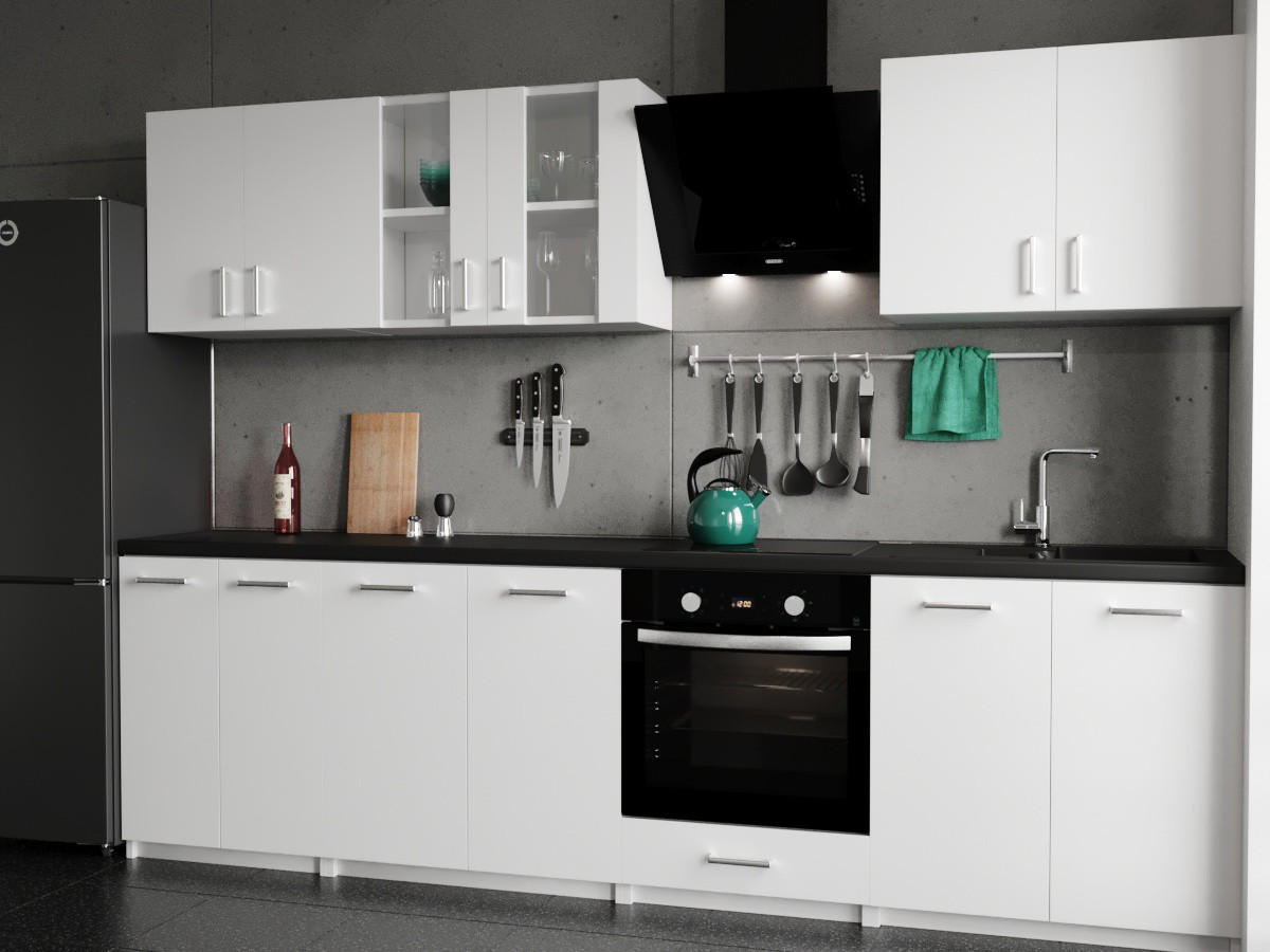 KÜCHENZEILE LECO 280 weiss matt - Weiß, Holzwerkstoff (280/82/46cm) - roe furniture