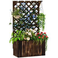 HOCHBEET DE-05393 Mit Rankgitter, verkohltes Holz Verkohlt - Naturfarben, Holz (64/122/33cm) - ComfortXL