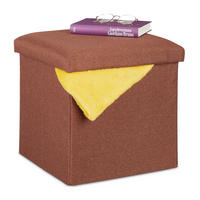 SITZHOCKER - Braun, Holzwerkstoff/Textil (37.5/37/37.5cm) - Relaxdays
