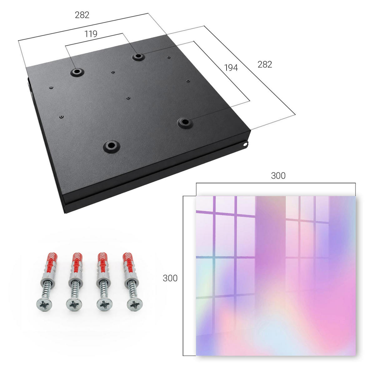 SCHLÜSSELBOX Schwarz 30x30 cm- Türöffnung nach rechts - Pastellwelle - Lila, Metall (30/30/5cm) - TULUP