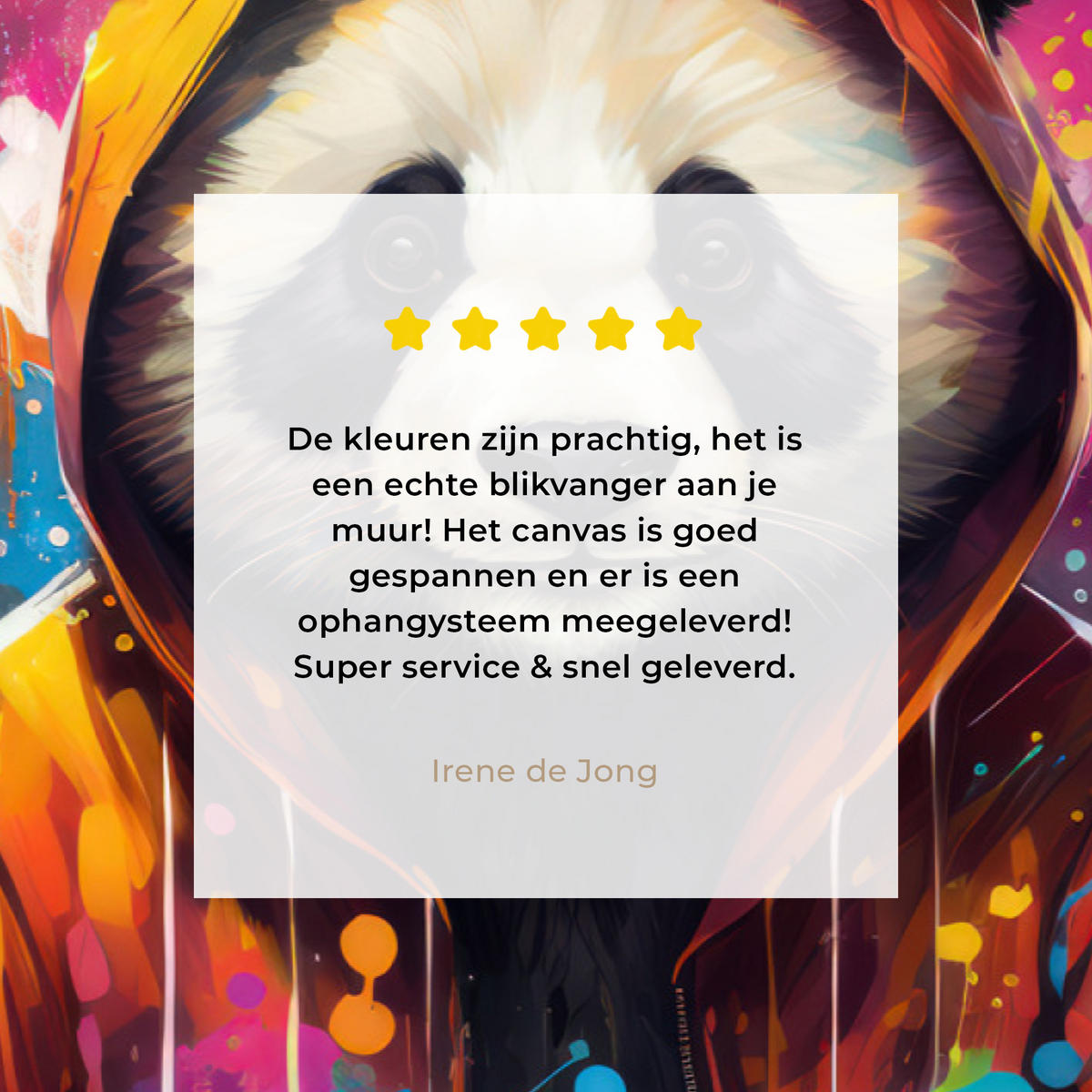 LEINWANDBILD Panda - Jacke - Graffiti - Orange XXL 150x100 cm - Orange, Textil (150/100cm) - MuchoWow