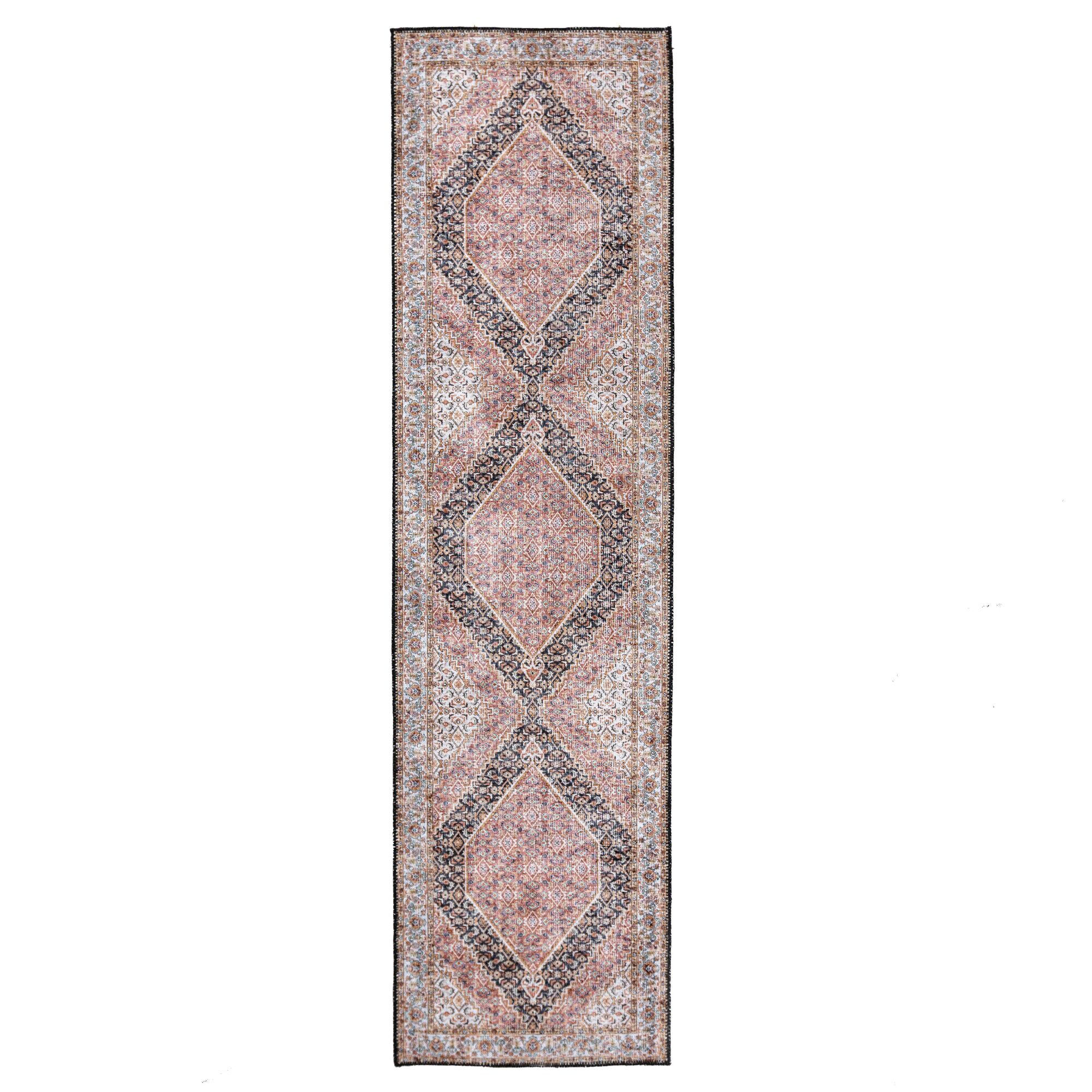 TEPPICH waschbar Medallion Muster, Orientalisch, Wohnzimmer schmutzabweisend Rosa Läufer 60x230 - Rosa, Textil (60/230cm) - KADIMA DESIGN