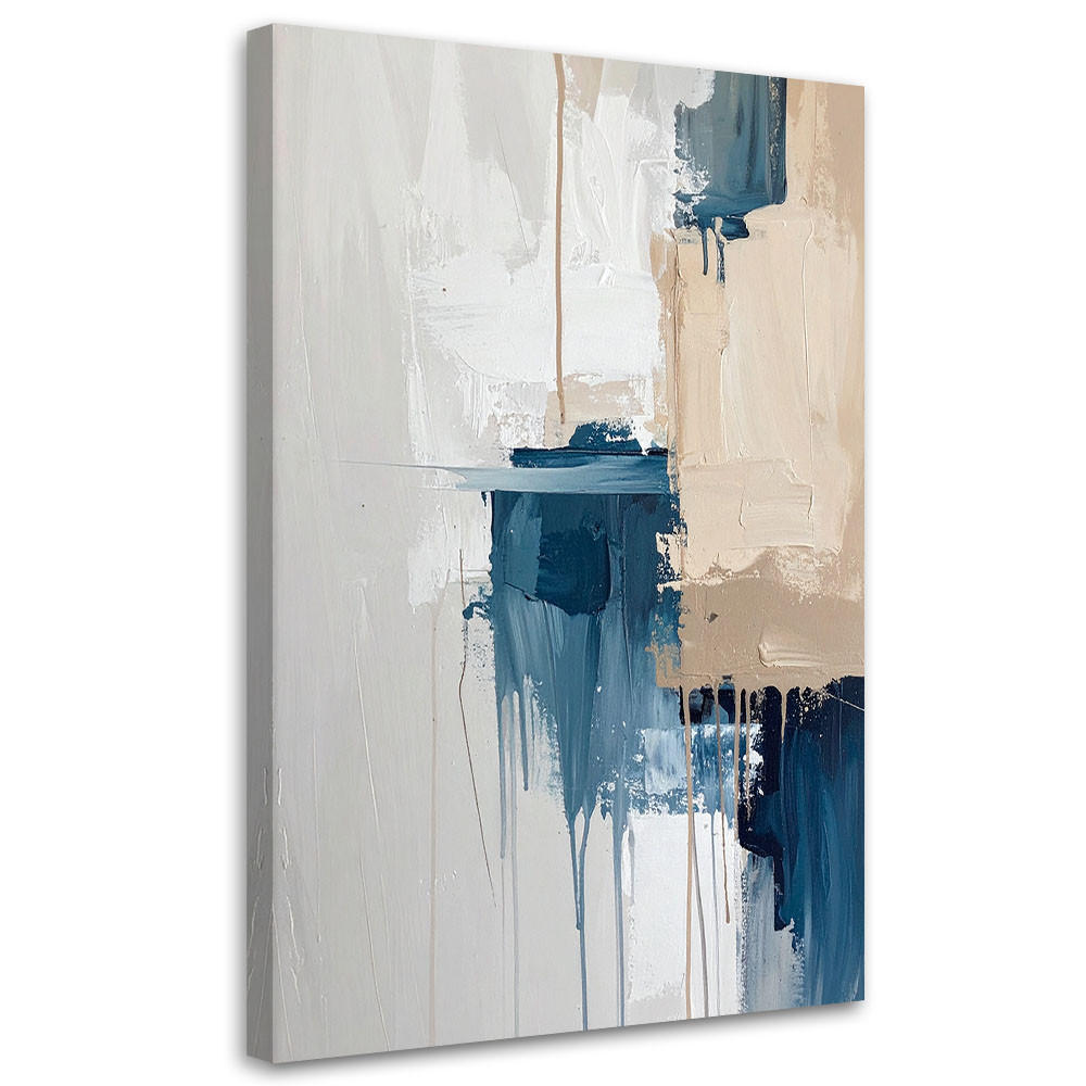 WANDBILD, Beige blaue Abstrakt - Blau, Textil (20/30cm) - Feeby