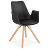 ESSZIMMERSTUHL Kunststoff und Holz im Skandinavischen Stil, Schwarz-Beige 58,5x50x82 cm - Beige/Schwarz, Kunststoff/Buchenholz (50/82/59cm) - KADIMA DESIGN