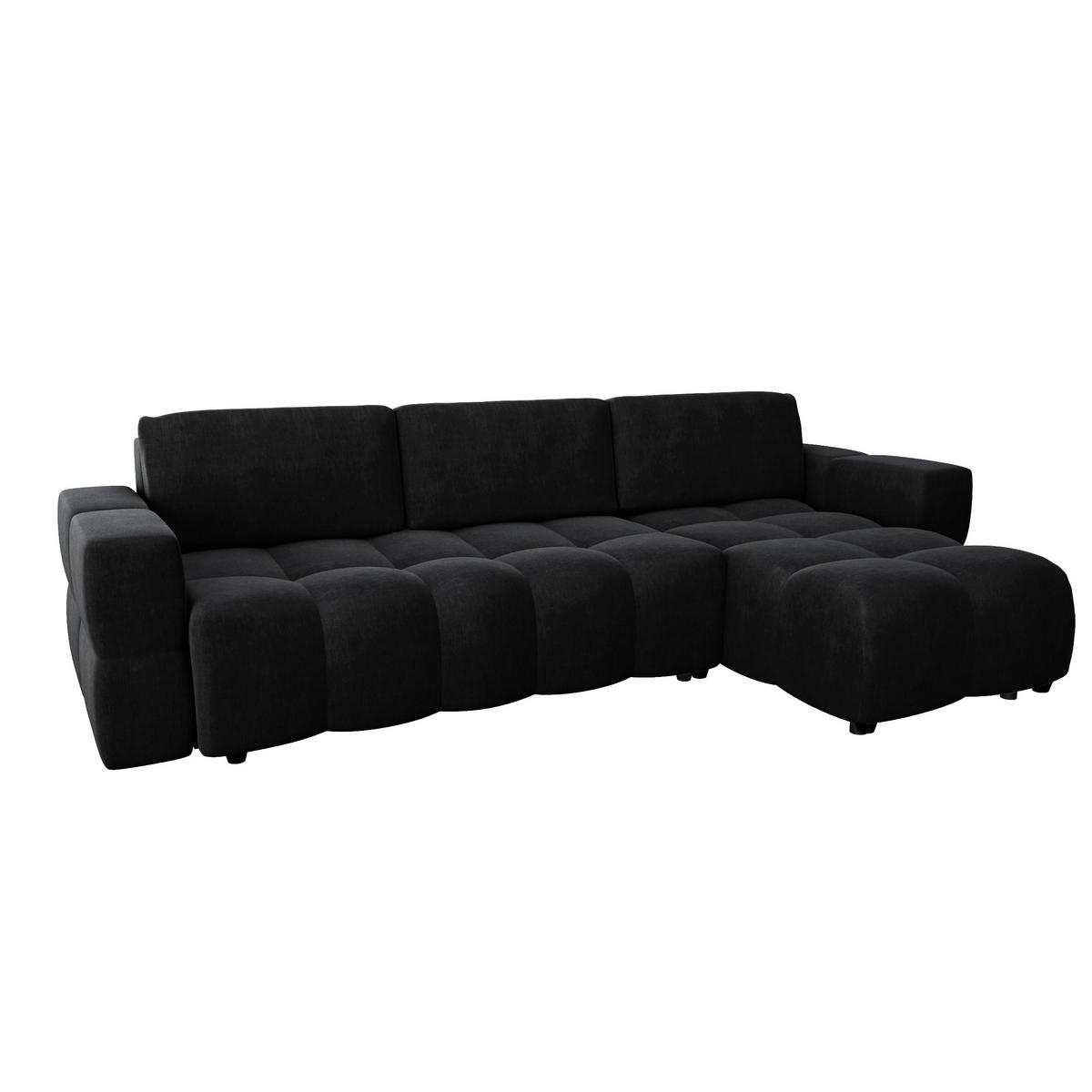 ECKSOFA RECHTS SCHLAFSOFA Mit Stauraum Samt schwarz 286 cm - Anthrazit, Textil (286/169cm) - Sia Home