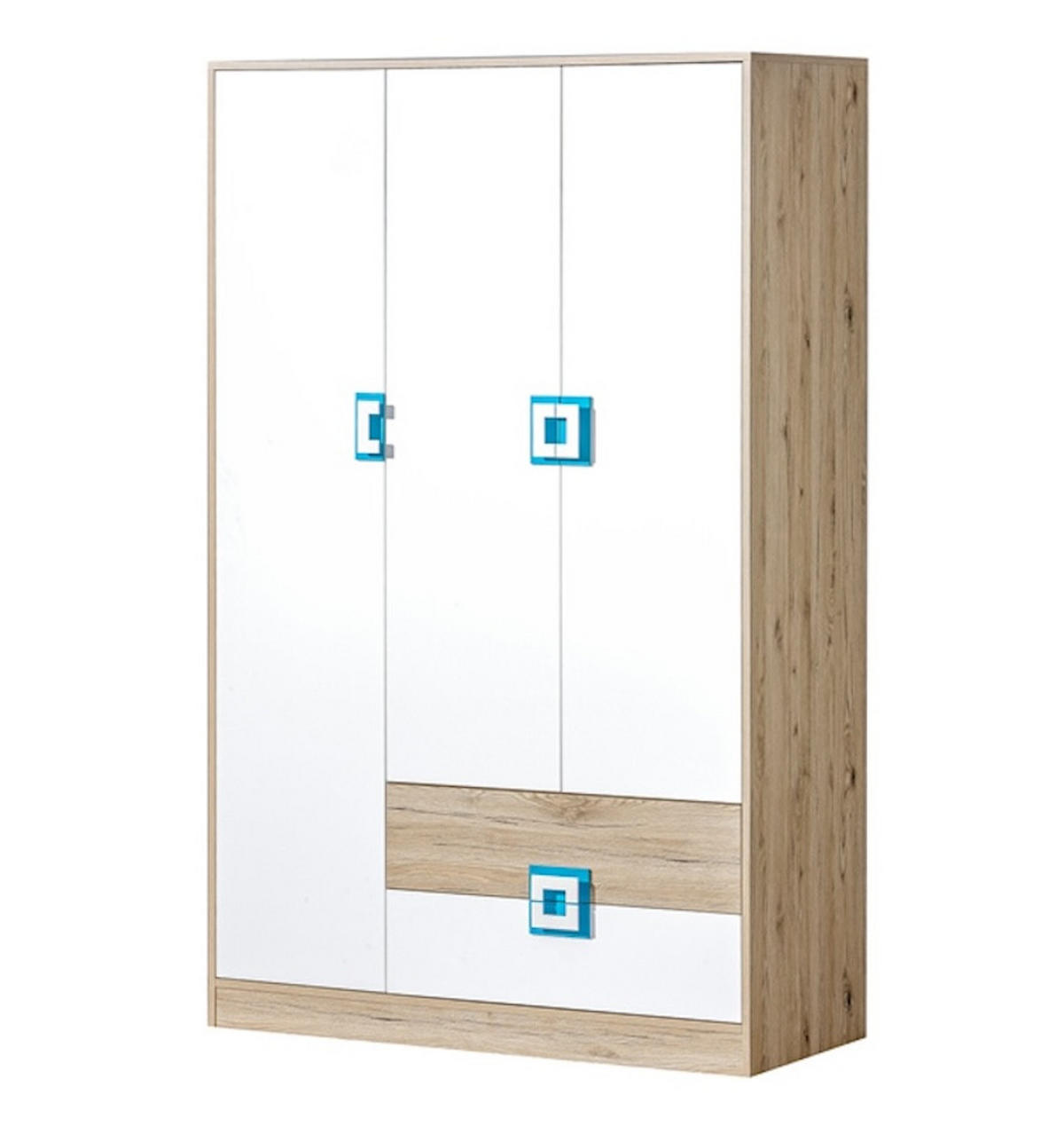 JUGENDZIMMER-SET Nico 6-teilig Eiche hell / Weiß-Farbapplikationen Türkis 494 / 204 / 190 cm - Hellbraun/Eichefarben, Holz/Holzwerkstoff (494/190/204cm) - Feldmann-Wohnen