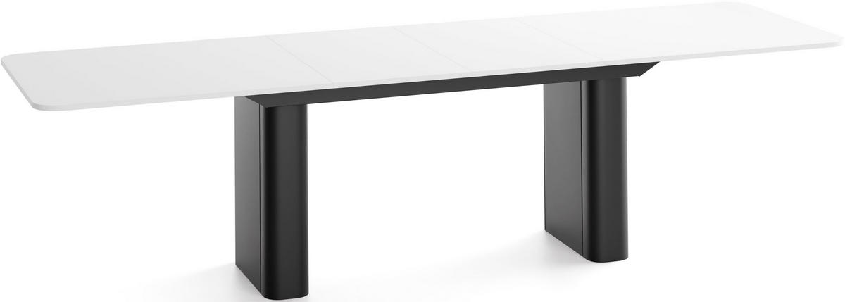 ESSTISCH Riven rechteckig ausziehbar verlängerbar mit Butterfly-Auszug, Weiß 200-296/90/76 cm - Schwarz/Weiß, Holzwerkstoff/Metall (90/296/76cm) - WFL GROUP
