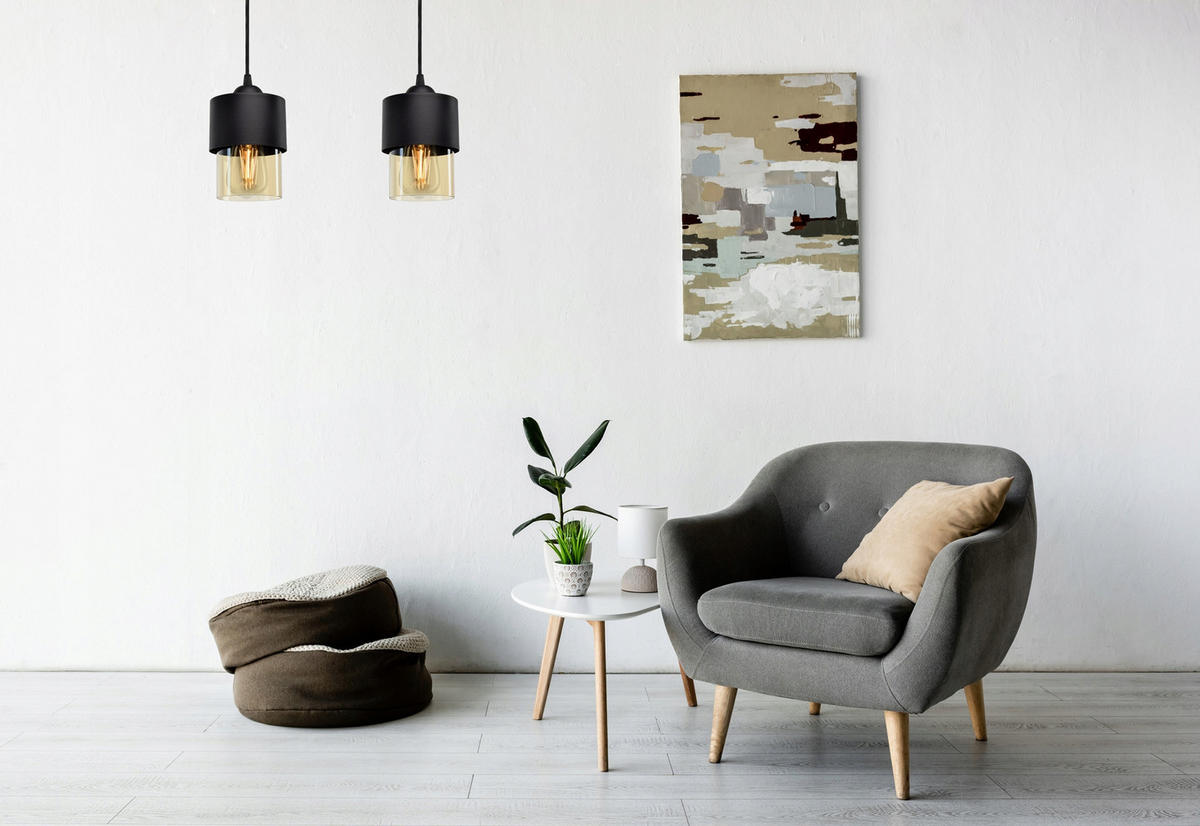 PENDELLEUCHTE Hege - Transparent/Schwarz, Glas/Metall (12/12/70cm) - kiki design