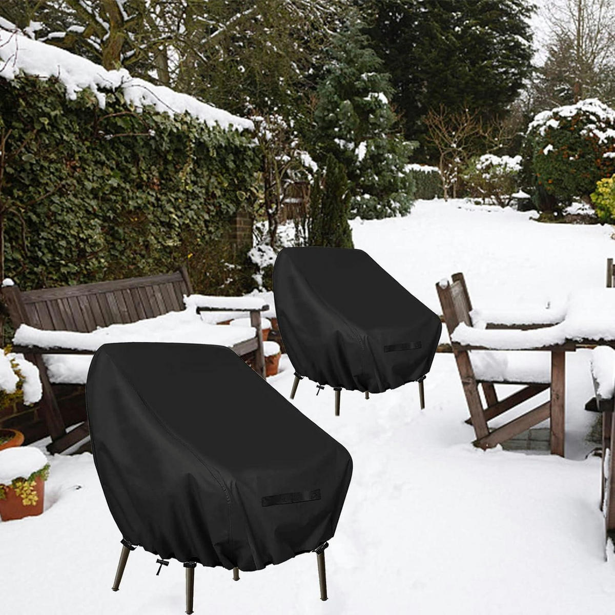 GARTENSESSEL Abdeckung 2-teiliges Set 89 x 97 x 74 cm - Schwarz, Kunststoff (20/3/25cm)