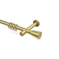 GARDINENSTANGEN-SET Prestige Sitra 360 cm (geteilt in 2 x 180 cm), 1-läufig, 20 mm Ø Messing-Optik - Messingfarben, Metall (360cm) - INTERDECO
