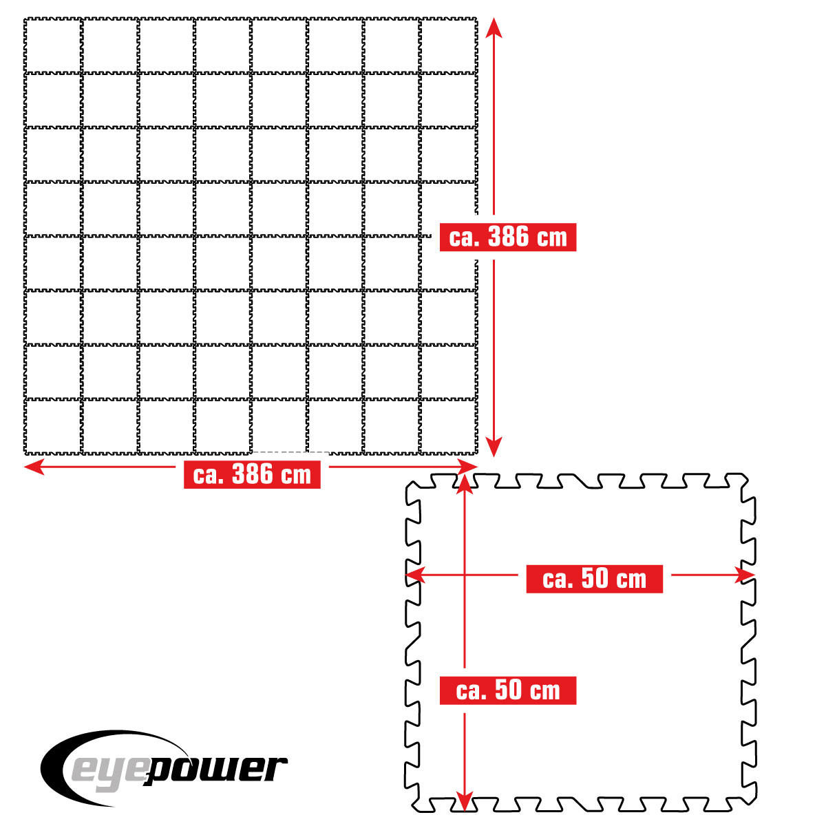 POOLMATTEN 15m² 64 EVA Matten 50 cm Blau - Blau, Kunststoff (50/50cm) - eyepower