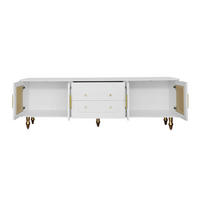 TV-SCHRANK 175/38/55,5 cm weiß mit Rattantüren und goldenen Griffen - Weiß, Holzwerkstoff (175/55.5/38cm) - OKWISH