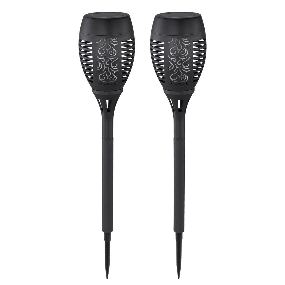 LED AUSSENLEUCHTE Schwarz Feuereffekt 2er Set - Schwarz, Kunststoff (9.5/9.5/50cm)