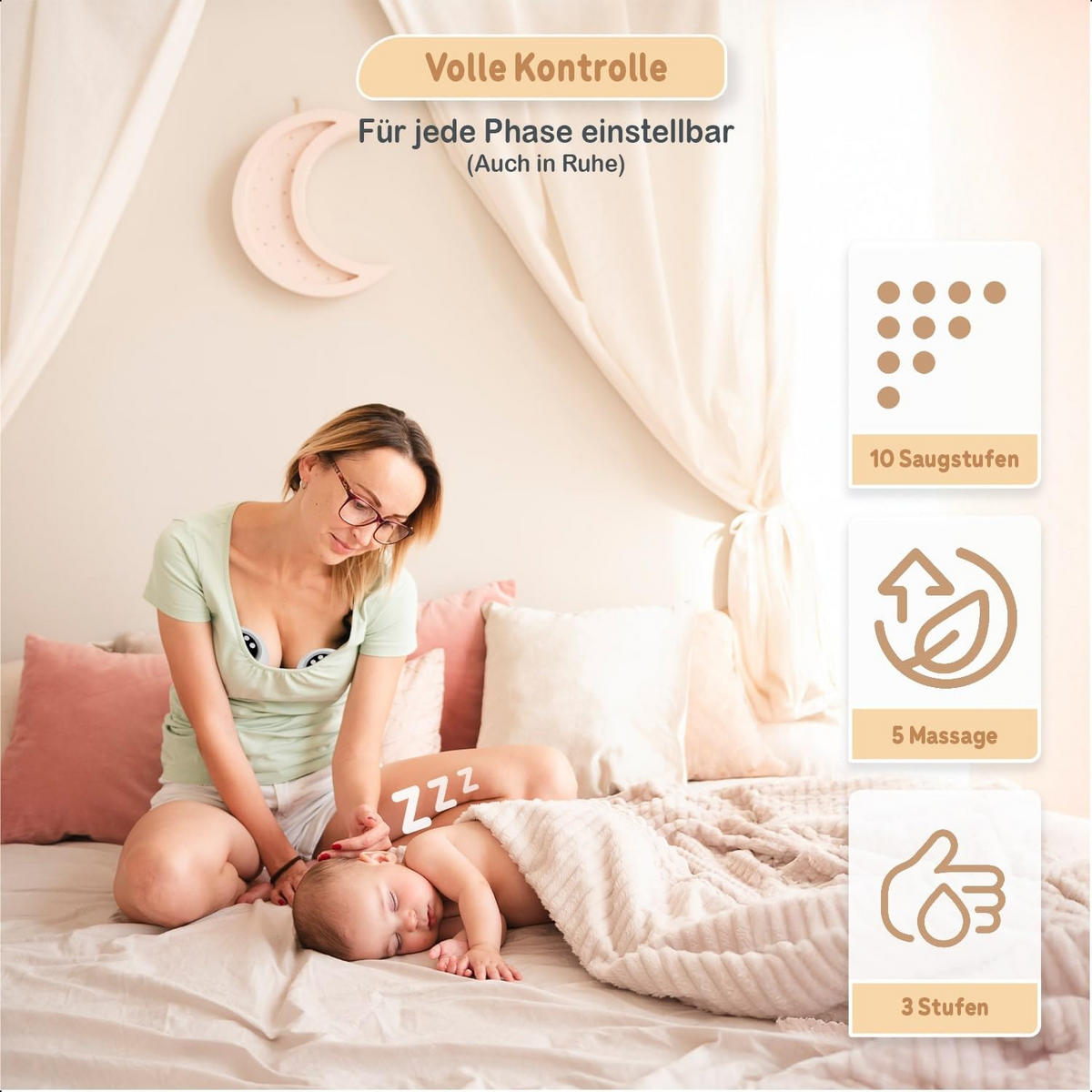 MILCHPUMPE Tragbar 4 Modi & 9 Saugstufen Weiß - Weiß, Kunststoff (18/16cm) - Twinky