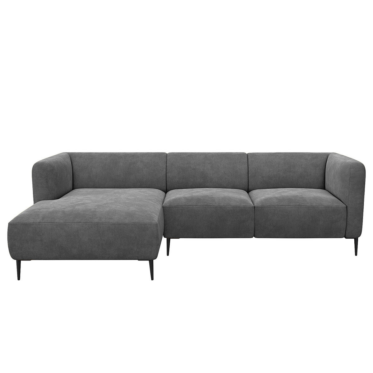 2,5-SITZER ECKSOFA mit Longchair - Schwarz/Grau, Textil/Metall (271/148cm) - home24