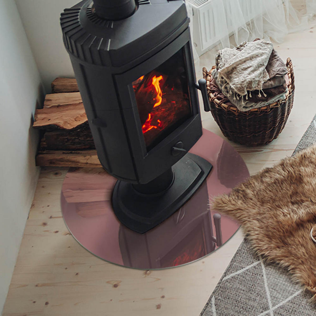 GLASPLATTE für Kamin Ø 60 cm Rosa - Pink, Glas (60/60/0.4cm) - ArtPrintCave