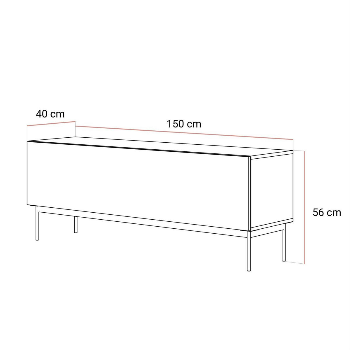 TV-UNIT COLGANTE in Nussbaum, 150 cm, auf Gestell LED - Nussbaumfarben, Holzwerkstoff (150/56/40cm) - Lookway