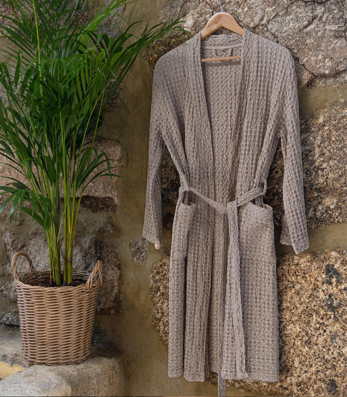 BADEMANTEL. Waffel. Bio-Baumwolle. Beige - Beige, Textil (Lnull) - SOWL