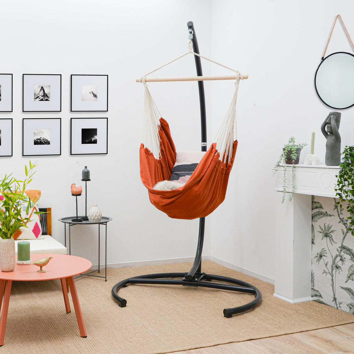 XL HÄNGESESSEL 155/125 cm Belastbar bis 100kg Terra cotta - Orange, Textil (125/140/155cm) - Amanka