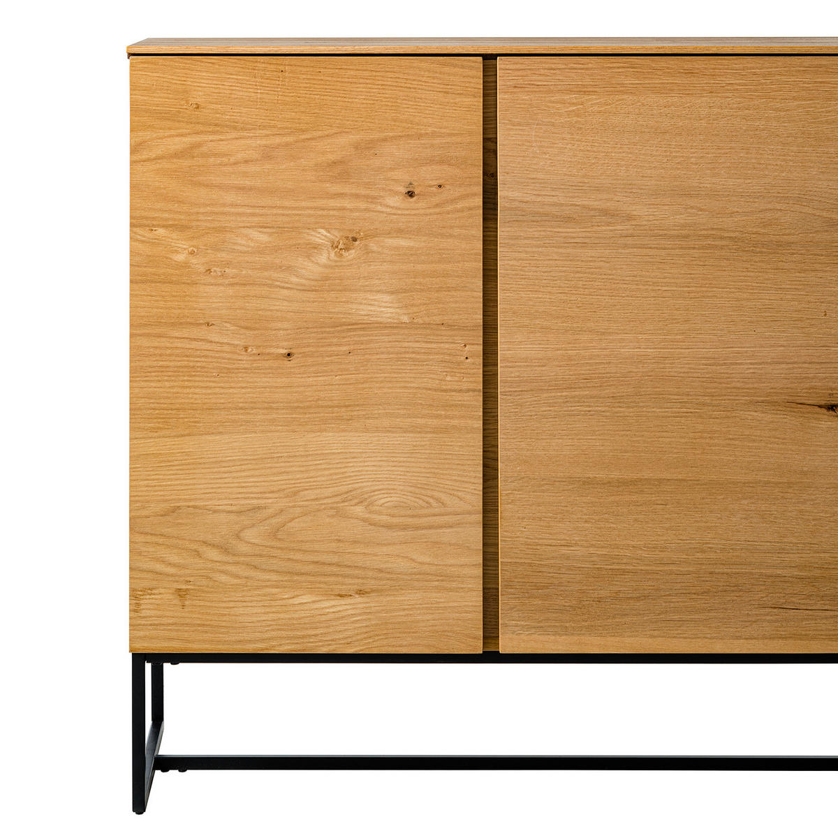 SIDEBOARD mit 3 Türen - Echtholzfurnier / Eisen - Eichefarben/Schwarz, Holzwerkstoff (185/86/40cm) - home24