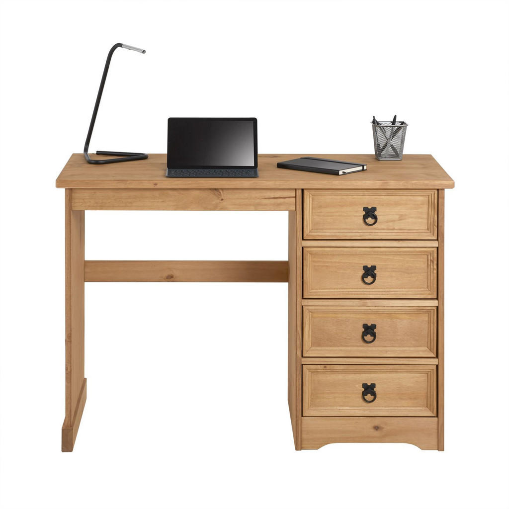 Thumbnail - CARO-Möbel Schreibtisch, Braun, Holz, Kiefer, Vintage, 104x78x48 cm, Arbeitszimmer, Schreibtische, Bürotische