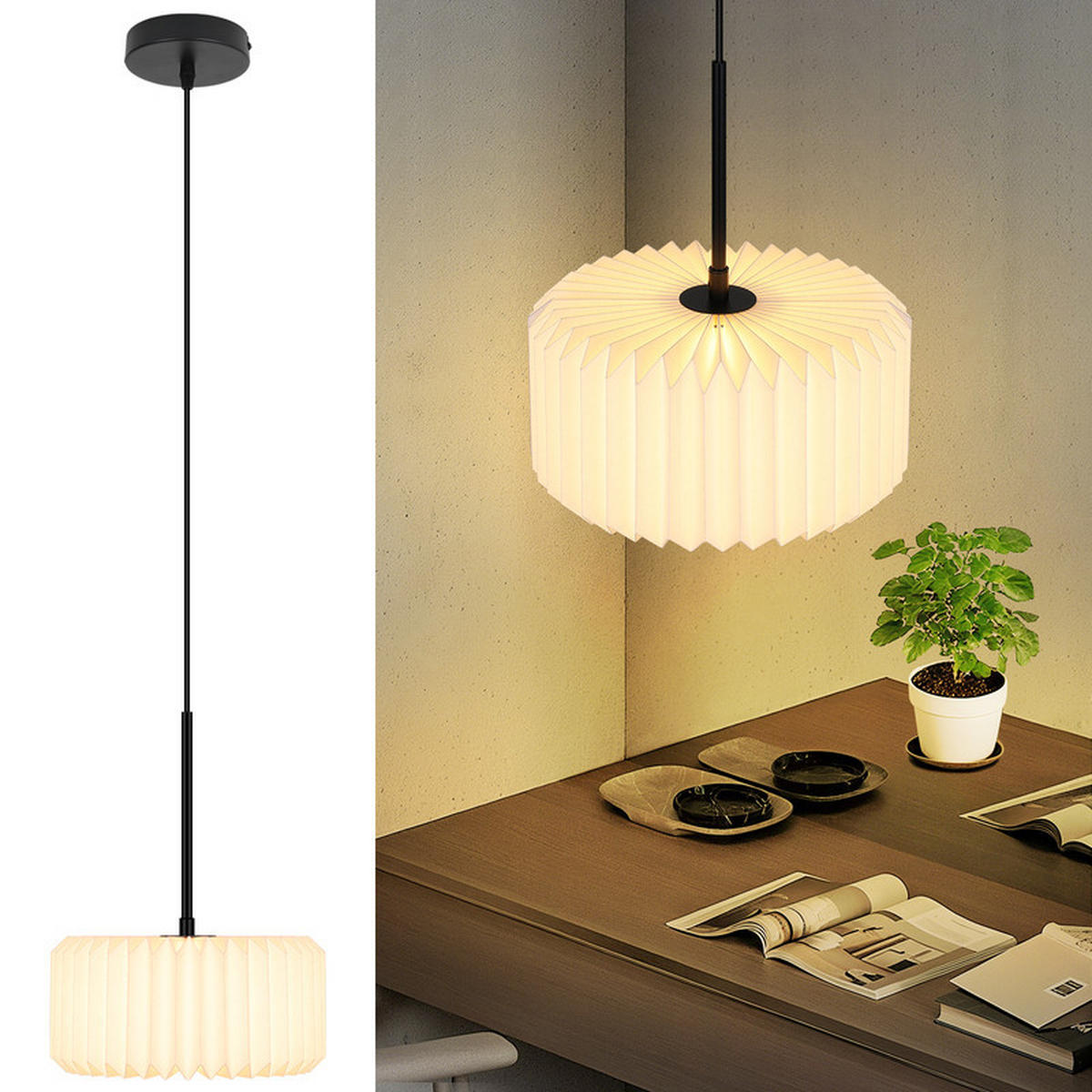 PENDELLEUCHTE Feuchtwangen II 24/24/152cm - Weiß, Metall (24/24/152cm) - Nettlife