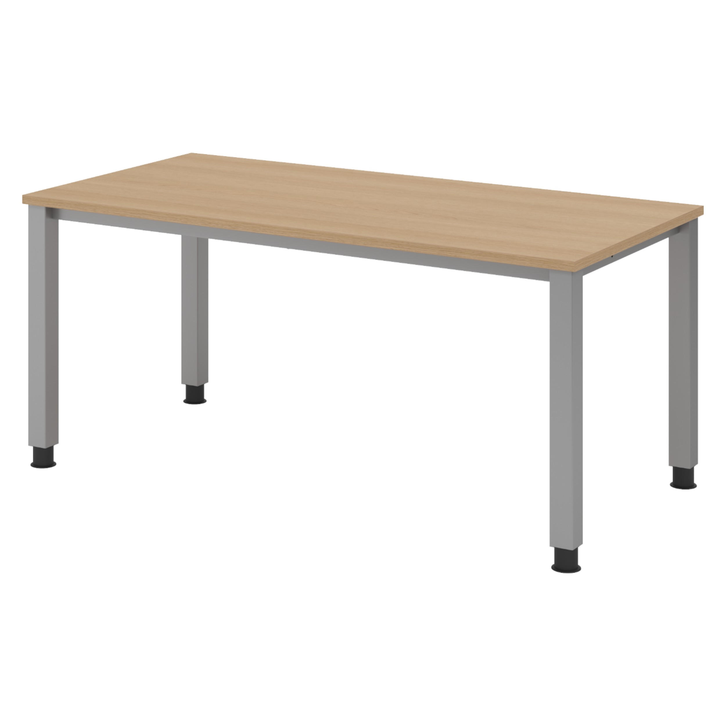 SCHREIBTISCH Serie-Q Gestell: Silber 80/160/74 cm in Eichefarben - Eichefarben, Holzwerkstoff (80/160/74cm) - bümö