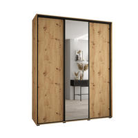 SCHWEBETÜRENSCHRANK 235,2/190/45 3-türig - Schwarz/Eiche Artisan, Holz/Metall (190/235/45cm) - Abiks Möbel