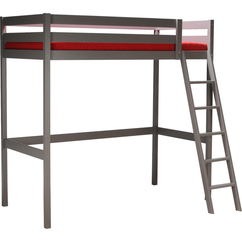 HOCHBETT STUDIO mit Lattenrost/ Hochbett 90x190 - Grau - Grau, Holz (90/190cm) - Weber Industries