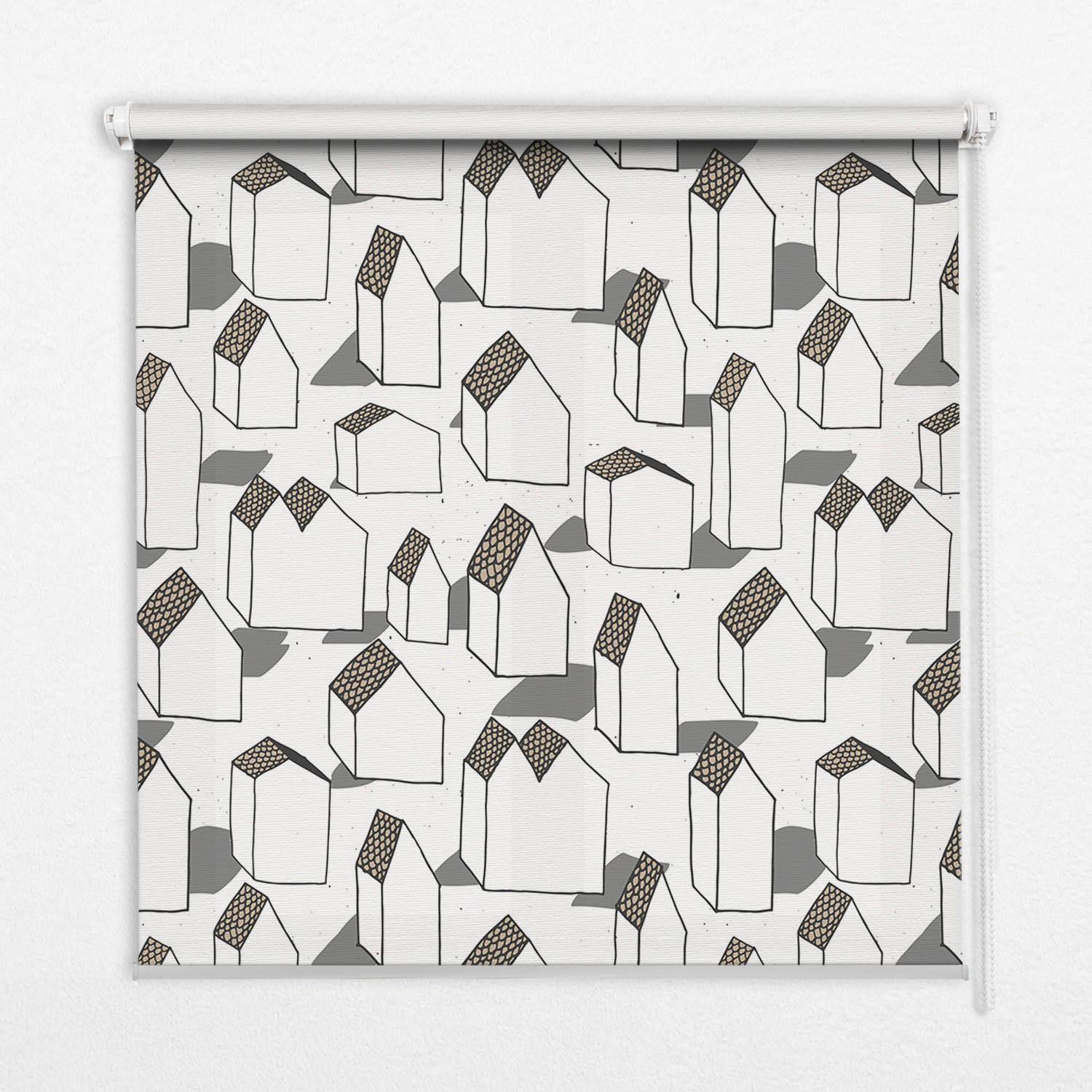 INNENROLLO - Fensterrollo - Rollo - 110x140 cm - Weiße Häuser - Weiß, Kunststoff (110/140/0.5cm) - TULUP