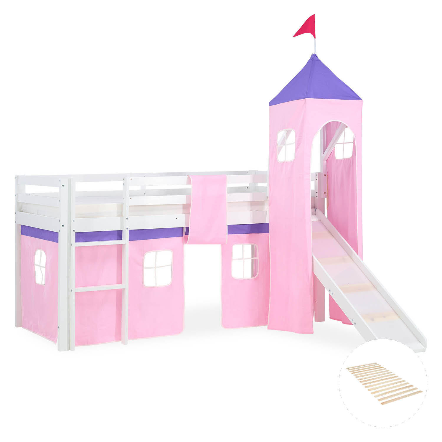 HOCHBETT 90/200 mit Lattenrost ROSA - Weiß/Rosa, Holz - Homestyle4u