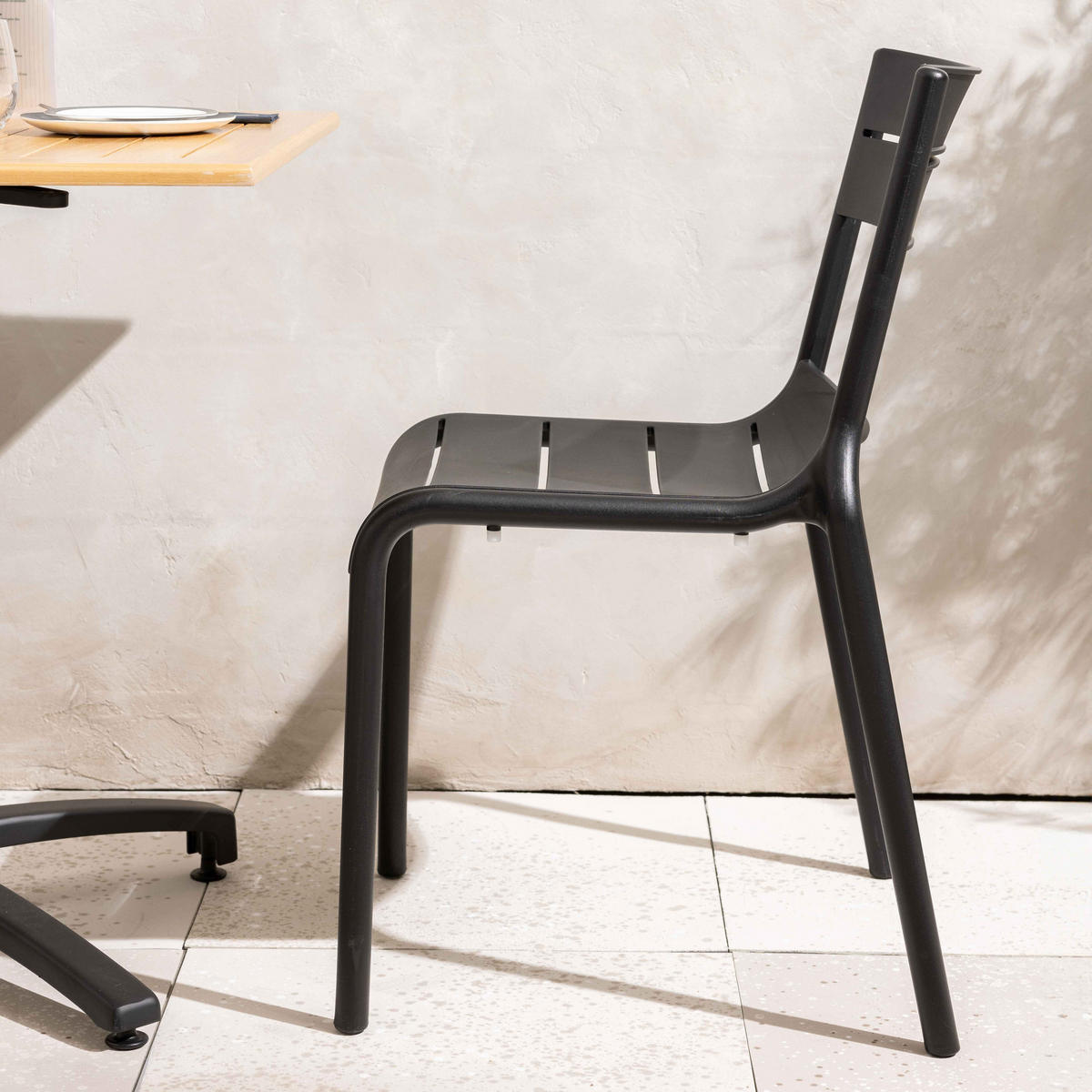 GARTENSTUHL, Schwarz - Schwarz, Kunststoff (50/82/54cm) - Oviala