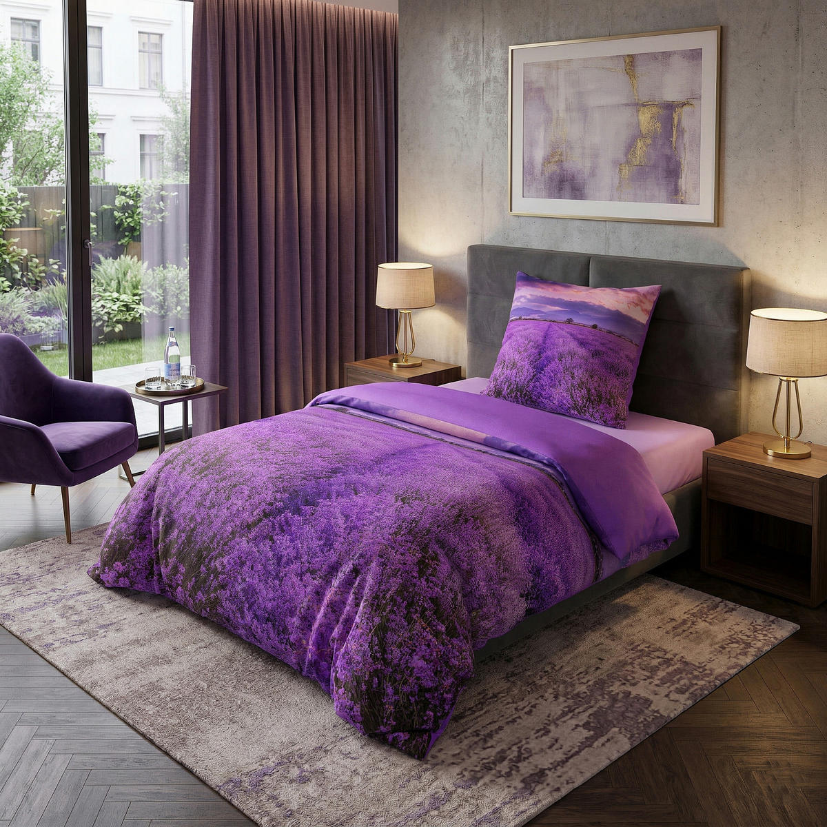 BETTWÄSCHE 2-teilig Lavendel - Lila, Naturmaterialien (135/200cm) - Sanilo