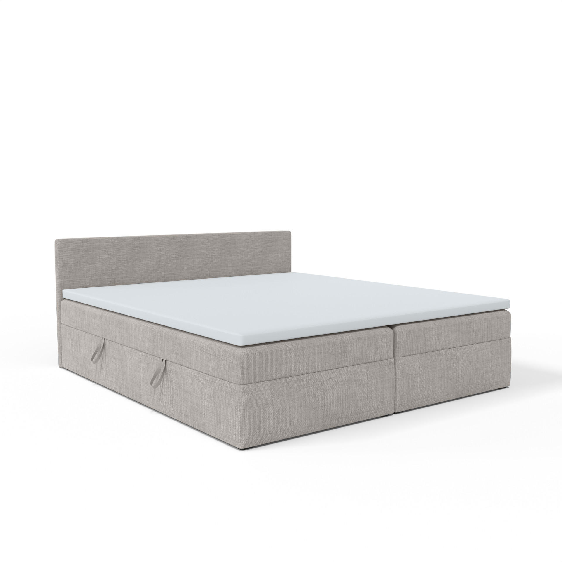 BOXBETT mit Kopfteil Menorca 200x200 cm, Hellgrau - Hellgrau, Textil (200/200cm) - Meblito