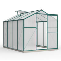 GEWÄCHSHAUS aus Aluminium 253x190x200 cm in Grün mit Fundament - Grün, Metall (190/200/253cm) - Modfu